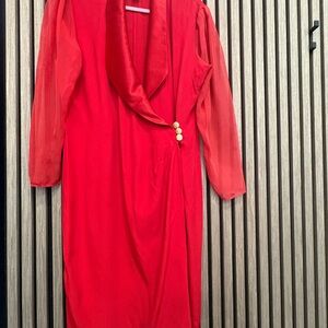 Joseph Ribkoff Vibrant Red Long Sleeve Dress
